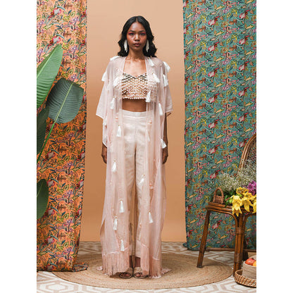 RISHI & VIBHUTI Flamingo Rose Gold Cape (Set of 3)