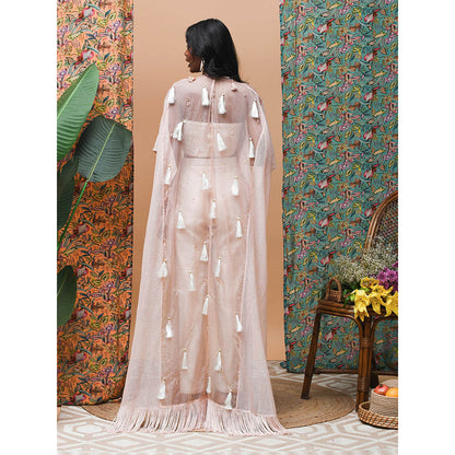 RISHI & VIBHUTI Flamingo Rose Gold Cape (Set of 3)