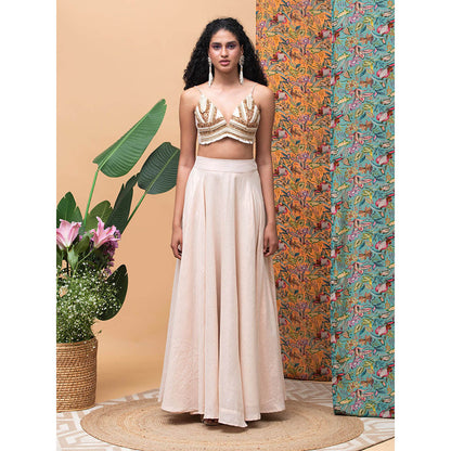 RISHI & VIBHUTI Touch of Rose Lehenga (Set of 3)
