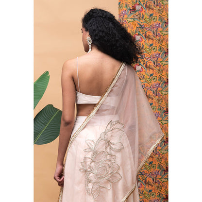 RISHI & VIBHUTI Touch of Rose Lehenga (Set of 3)