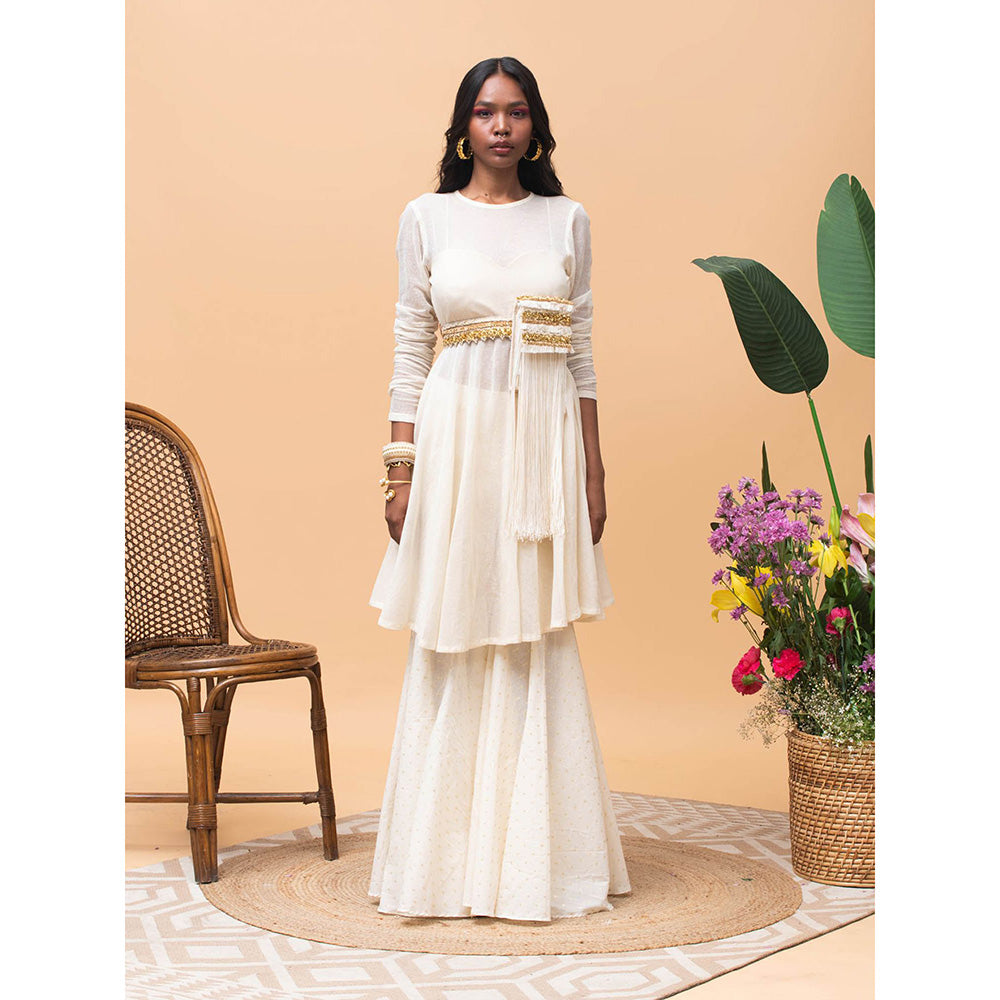 RISHI & VIBHUTI Stella Ivory Peplum & Pants (Set of 4)