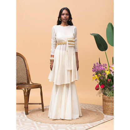 RISHI & VIBHUTI Stella Ivory Peplum & Pants (Set of 4)