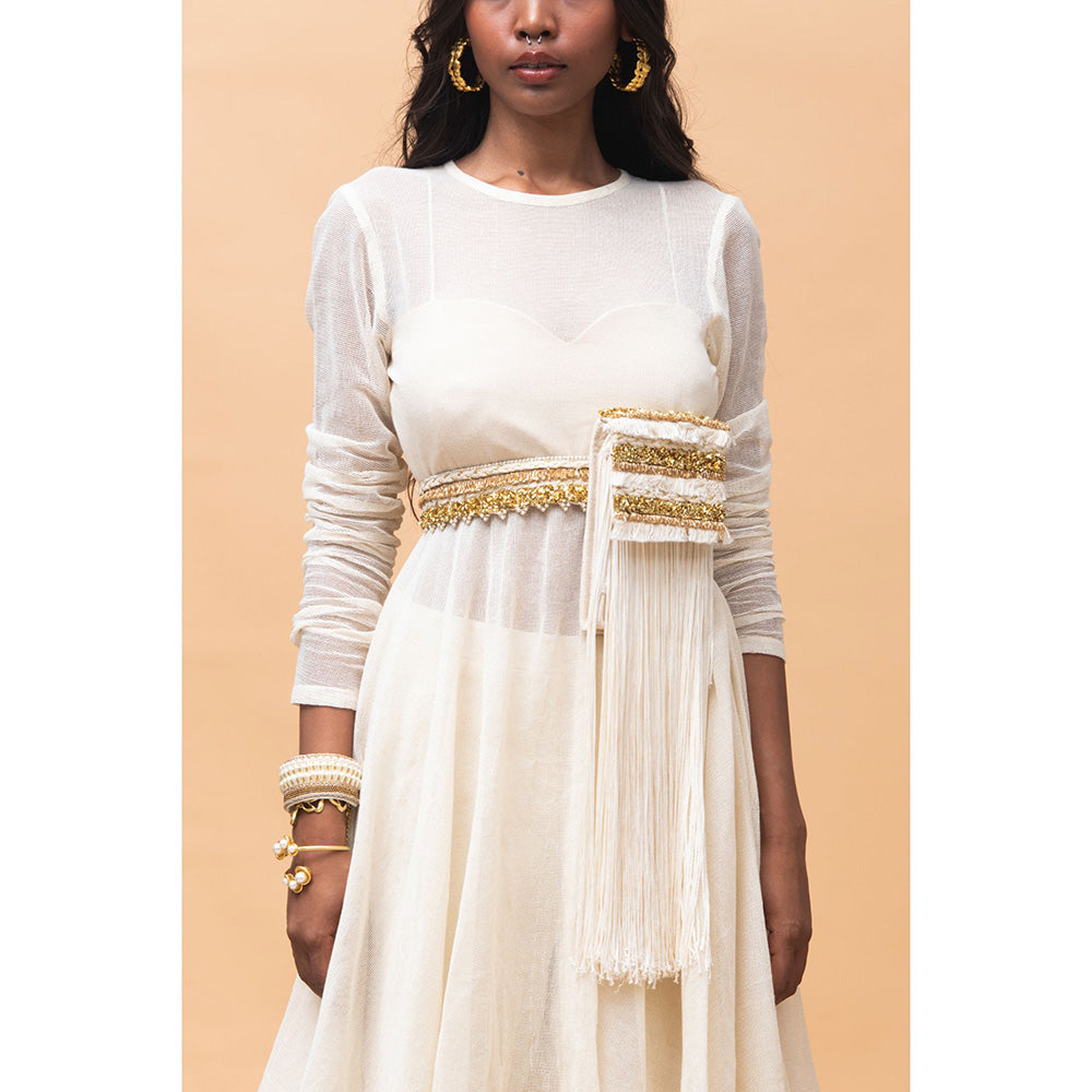 RISHI & VIBHUTI Stella Ivory Peplum & Pants (Set of 4)