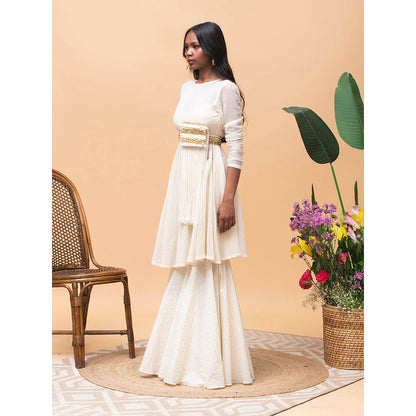 RISHI & VIBHUTI Stella Ivory Peplum & Pants (Set of 4)