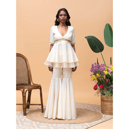 RISHI & VIBHUTI Amaya Ivory Peplum (Set of 2)