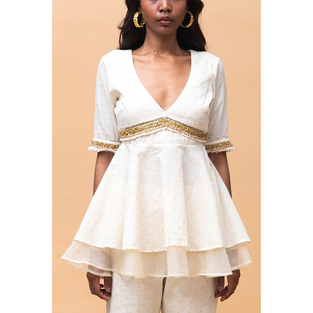 RISHI & VIBHUTI Amaya Ivory Peplum (Set of 2)