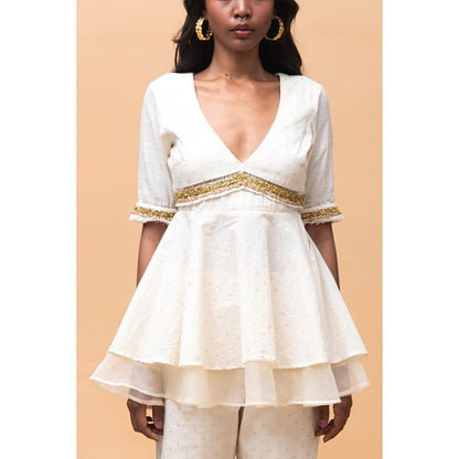 RISHI & VIBHUTI Amaya Ivory Peplum (Set of 2)