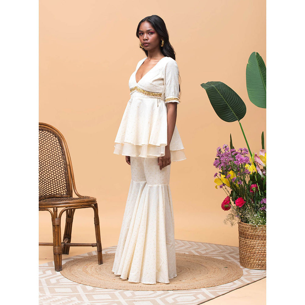 RISHI & VIBHUTI Amaya Ivory Peplum (Set of 2)