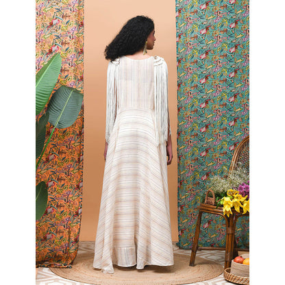 RISHI & VIBHUTI Strew Ivory & Rose Gold Cape (Set of 3)