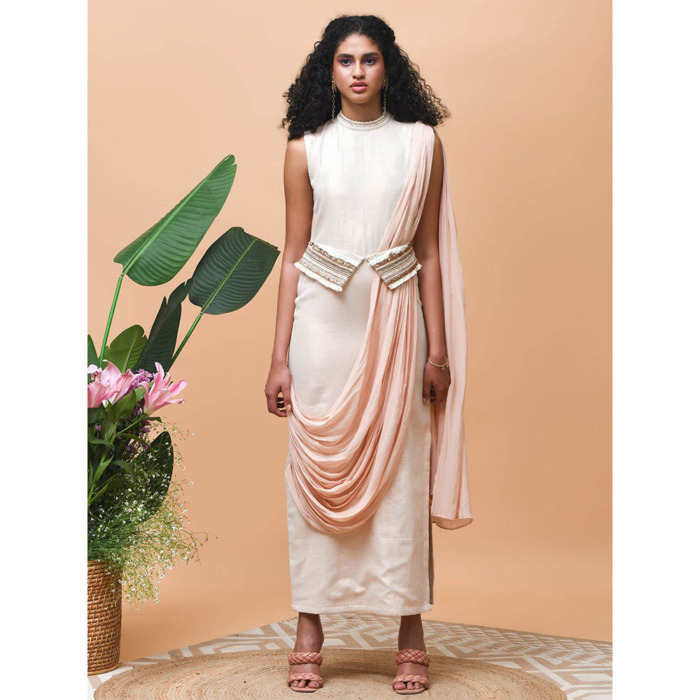 RISHI & VIBHUTI Afreen 2.0 Rose Gold Indowestern Dress