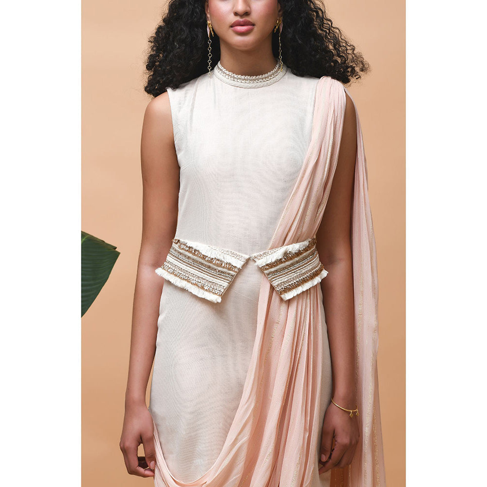 RISHI & VIBHUTI Afreen 2.0 Rose Gold Indowestern Dress