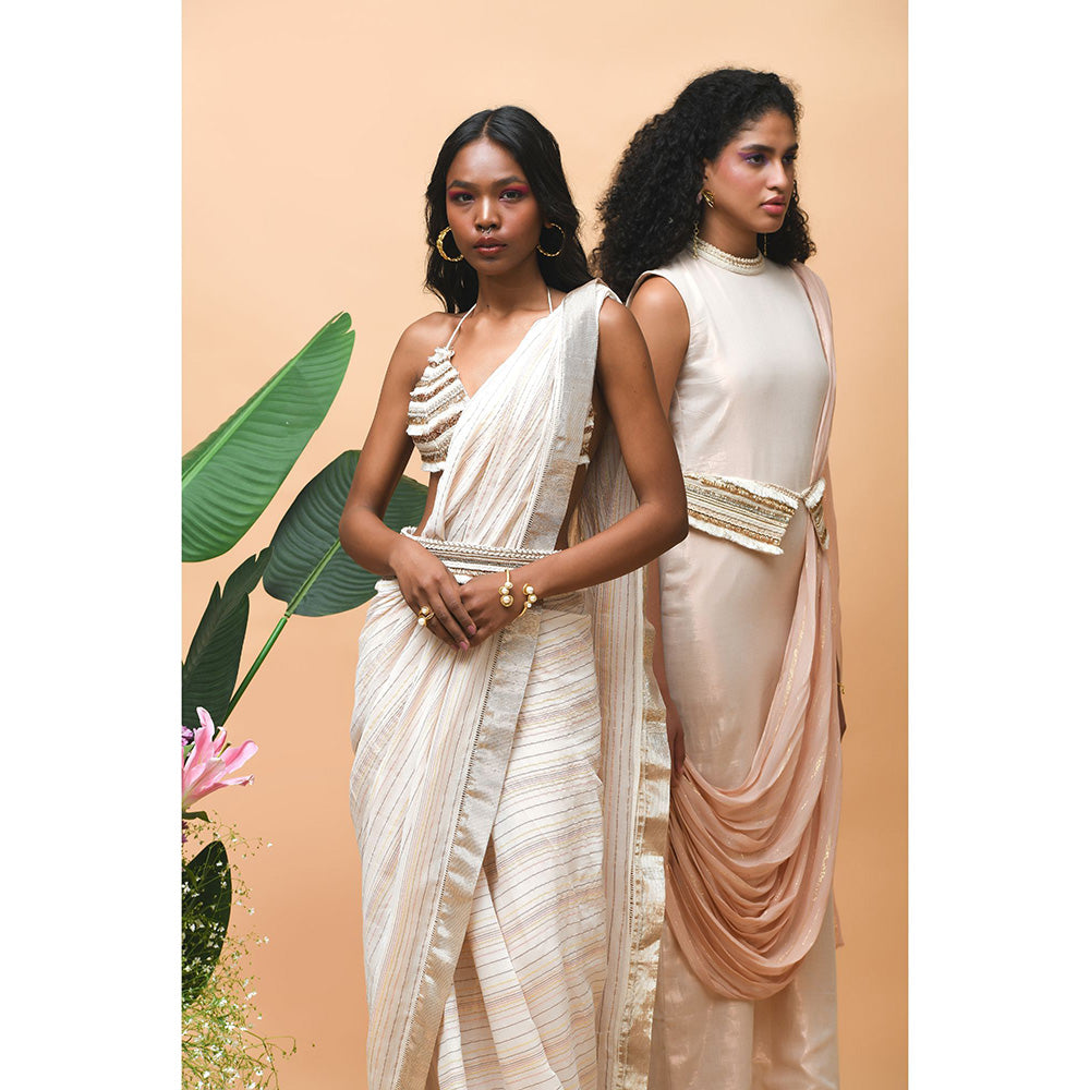 RISHI & VIBHUTI Afreen 2.0 Rose Gold Indowestern Dress