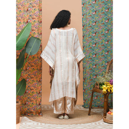 RISHI & VIBHUTI Drift Ivory & Rose Gold Kaftan (Set of 2)