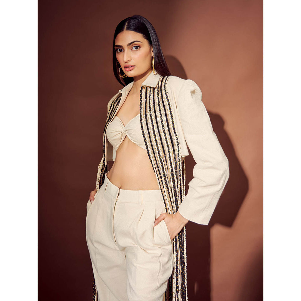 RISHI & VIBHUTI Black & Ivory Drop Jacket (Set of 3)