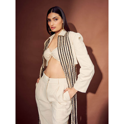 RISHI & VIBHUTI Black & Ivory Drop Jacket (Set of 3)