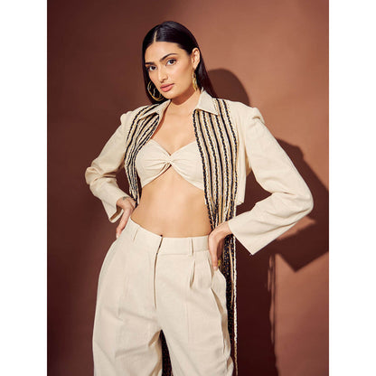 RISHI & VIBHUTI Black & Ivory Drop Jacket (Set of 3)