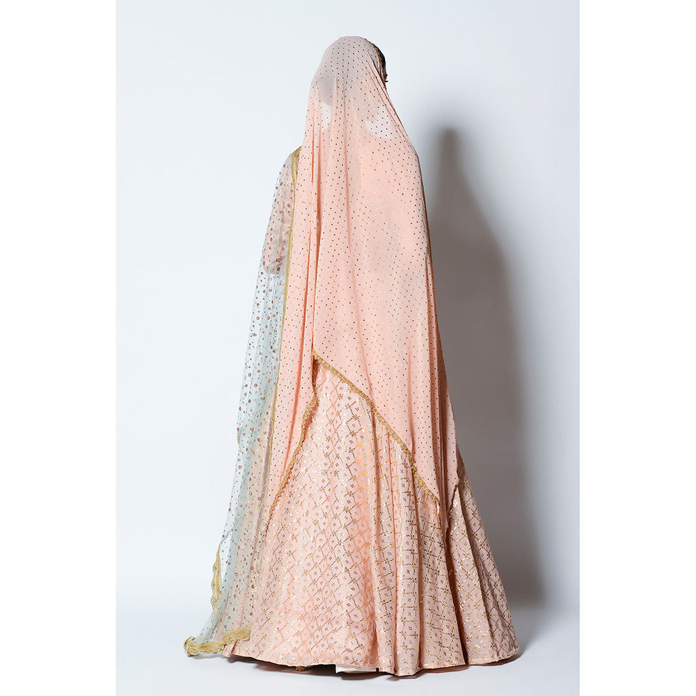 Rishi & Vibhuti Zuri Blouse with Skirt & Two Dupatta's (Set of 4)