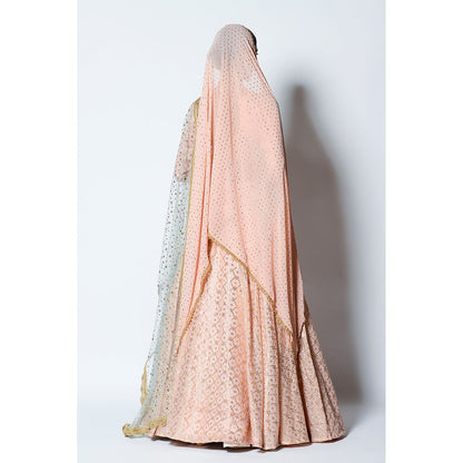 Rishi & Vibhuti Zuri Blouse with Skirt & Two Dupatta's (Set of 4)