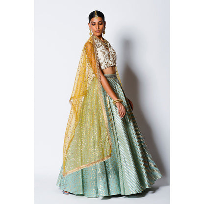 Rishi & Vibhuti Tasavvur Blouse with Skirt & Dupatta (Set of 3)