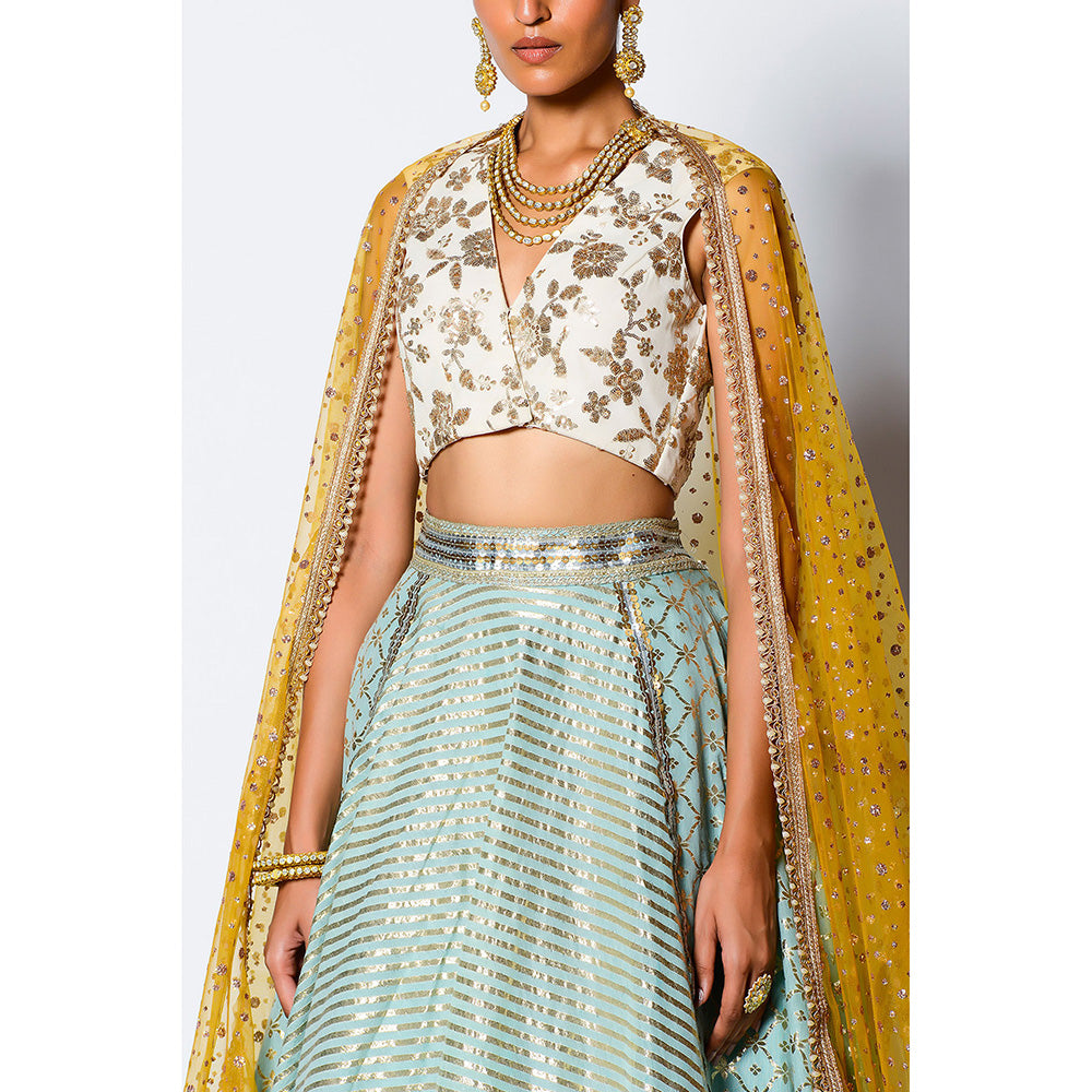 Rishi & Vibhuti Tasavvur Blouse with Skirt & Dupatta (Set of 3)