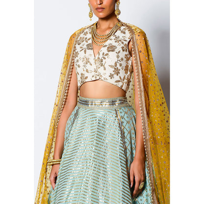 Rishi & Vibhuti Tasavvur Blouse with Skirt & Dupatta (Set of 3)