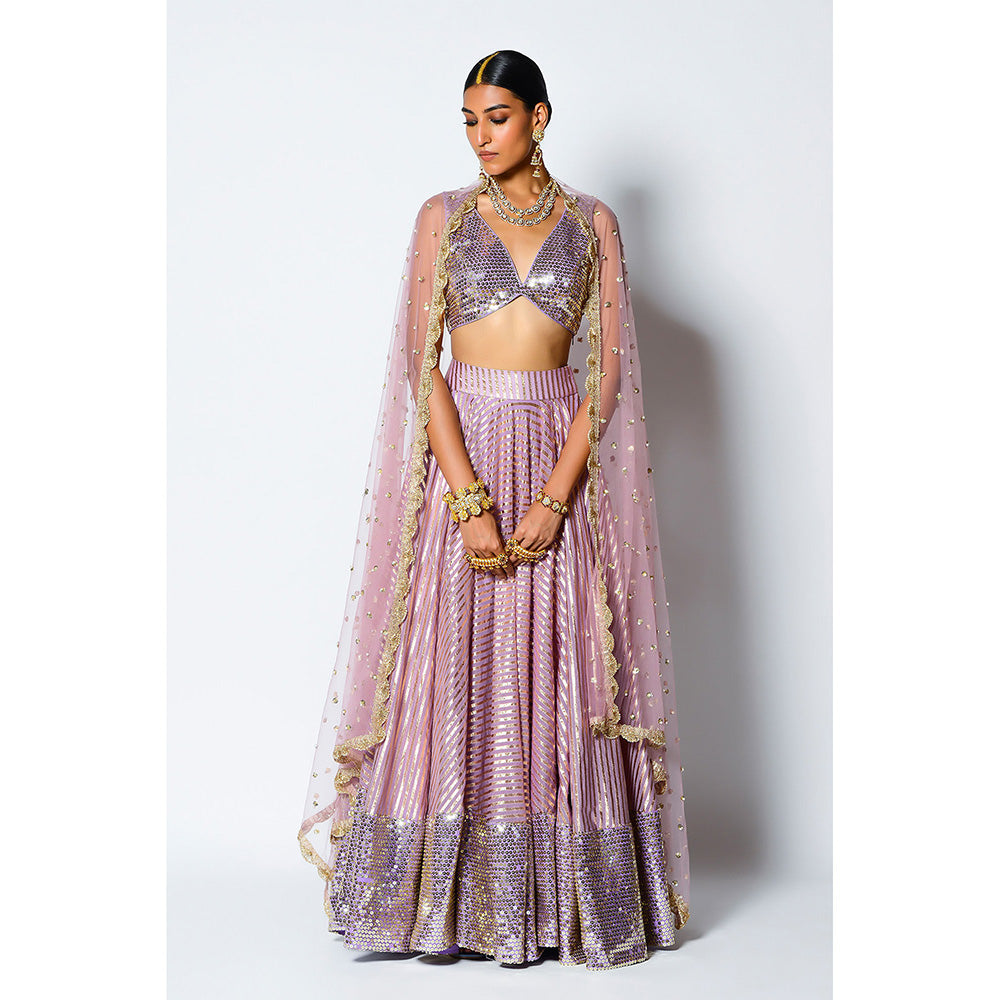 Rishi & Vibhuti Lavender Drive Blouse with Skirt & Dupatta (Set of 3)