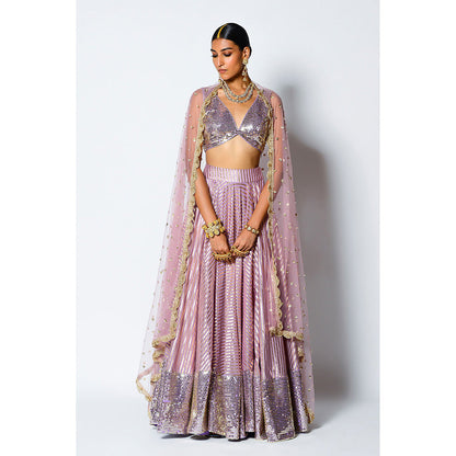 Rishi & Vibhuti Lavender Drive Blouse with Skirt & Dupatta (Set of 3)