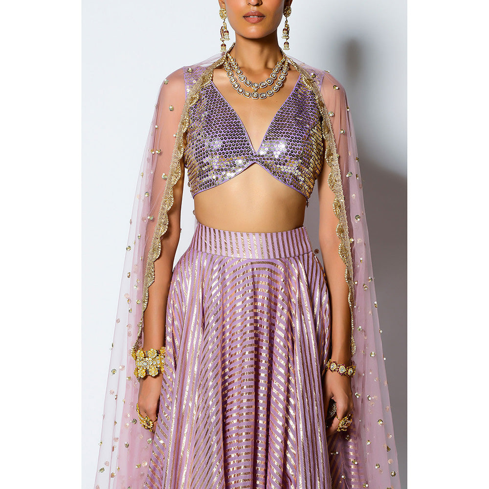 Rishi & Vibhuti Lavender Drive Blouse with Skirt & Dupatta (Set of 3)