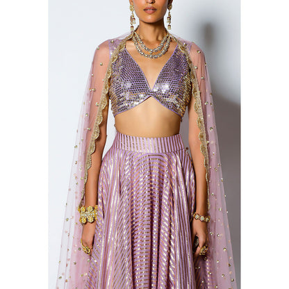 Rishi & Vibhuti Lavender Drive Blouse with Skirt & Dupatta (Set of 3)