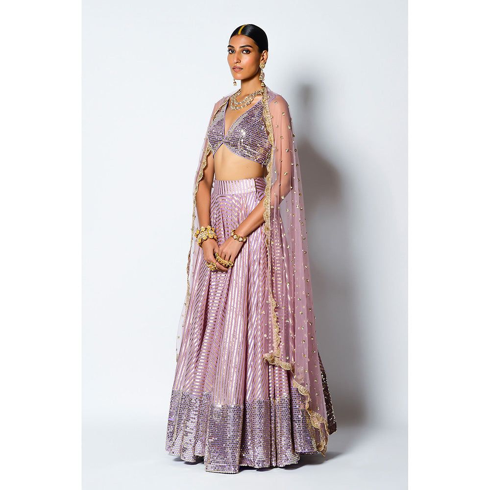 Rishi & Vibhuti Lavender Drive Blouse with Skirt & Dupatta (Set of 3)