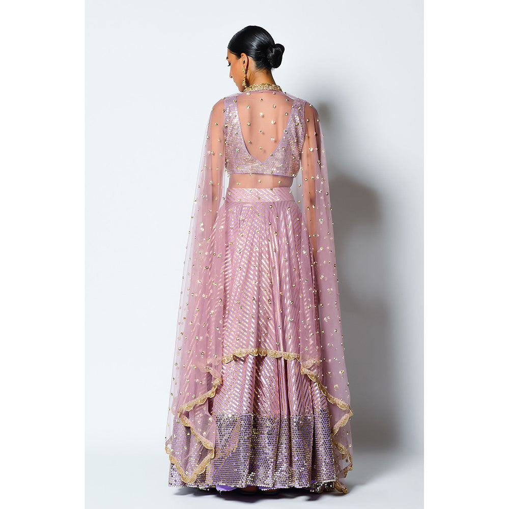 Rishi & Vibhuti Lavender Drive Blouse with Skirt & Dupatta (Set of 3)