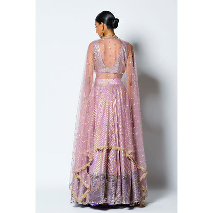 Rishi & Vibhuti Lavender Drive Blouse with Skirt & Dupatta (Set of 3)