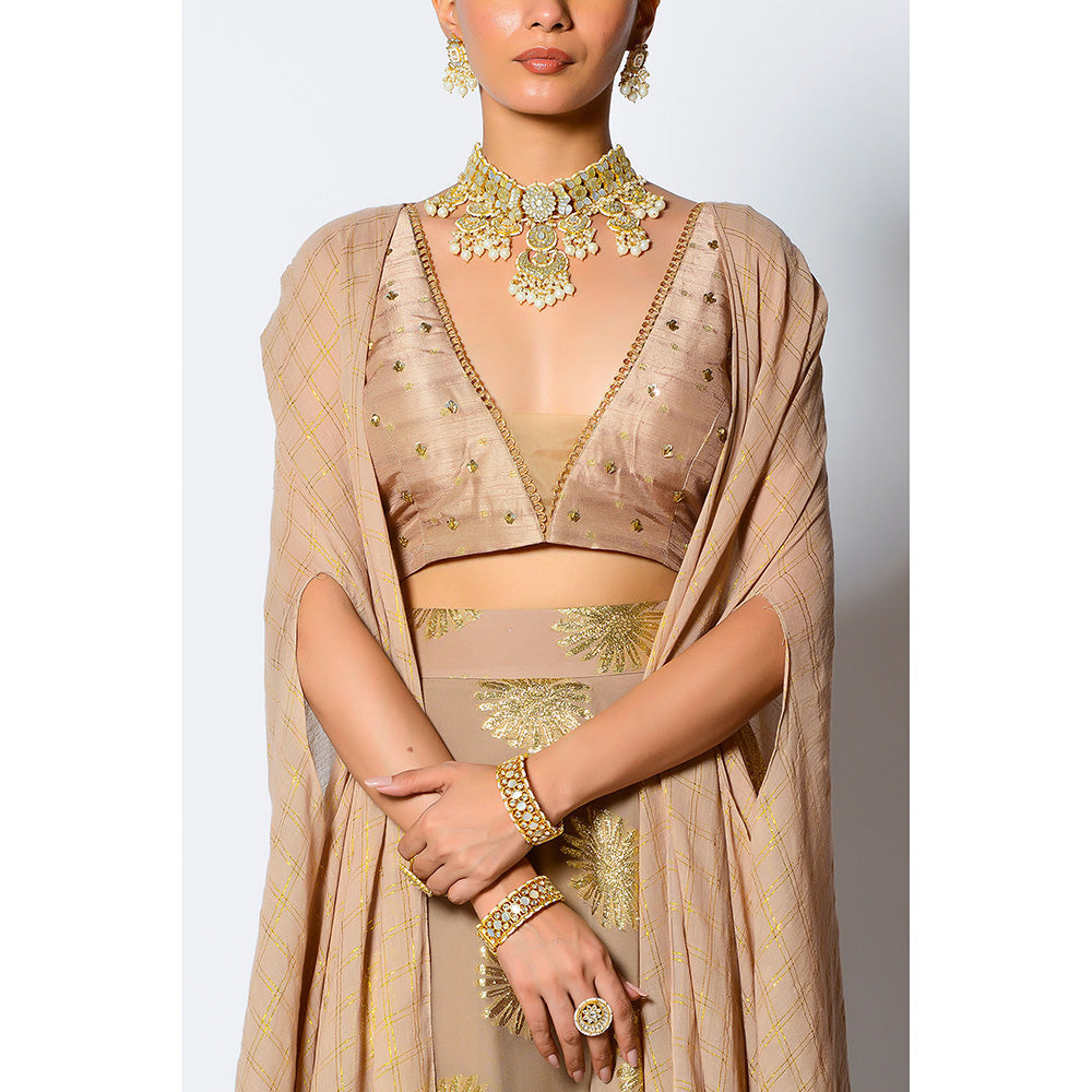 Rishi & Vibhuti Meher Blouse with Skirt & Cape (Set of 3)