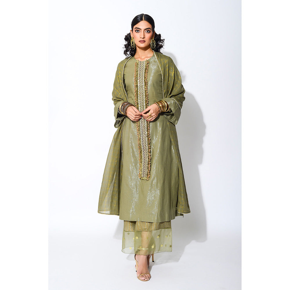 Rishi & Vibhuti Straight Kurta with Palazzo and Dupatta (Set of 3)