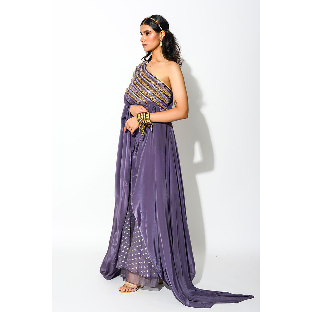 Rishi & Vibhuti Pants with Off Shoulder Cape (Set of 2)