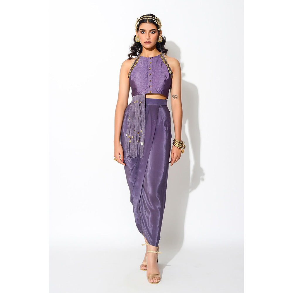 Rishi & Vibhuti Drape Skirt with Crop Top (Set of 2)