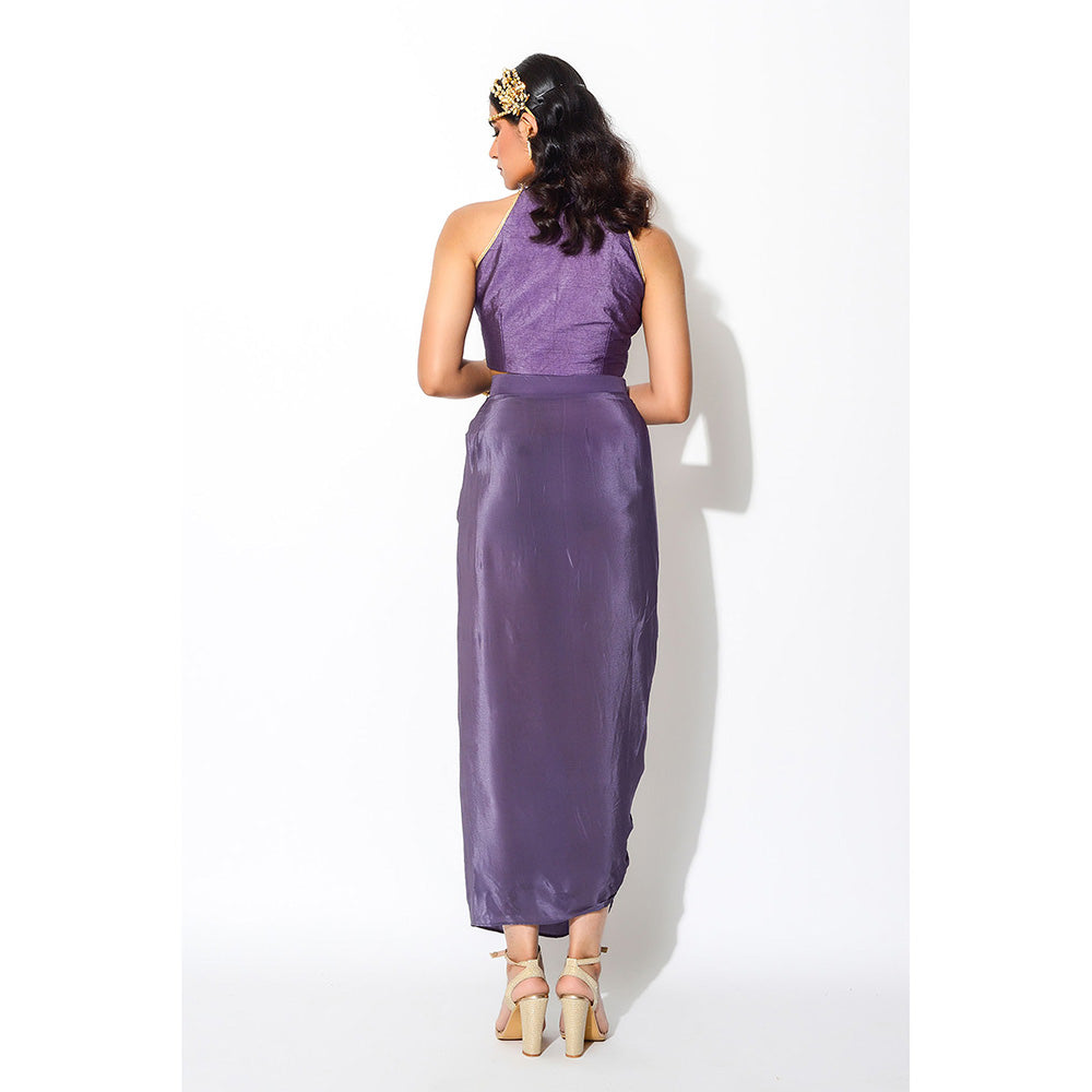 Rishi & Vibhuti Drape Skirt with Crop Top (Set of 2)