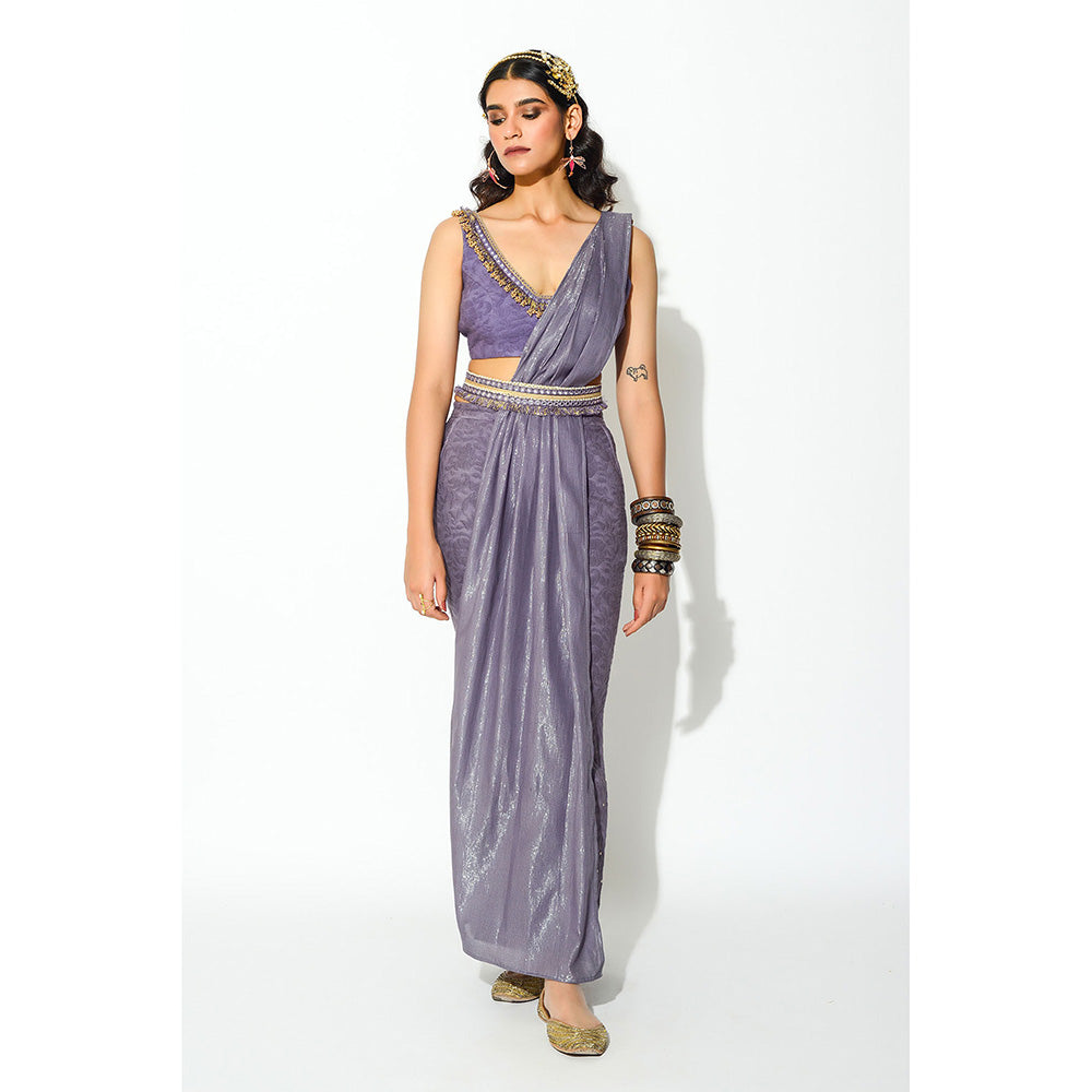 Rishi & Vibhuti Pre Draped Pant Saree with Stitched Blouse