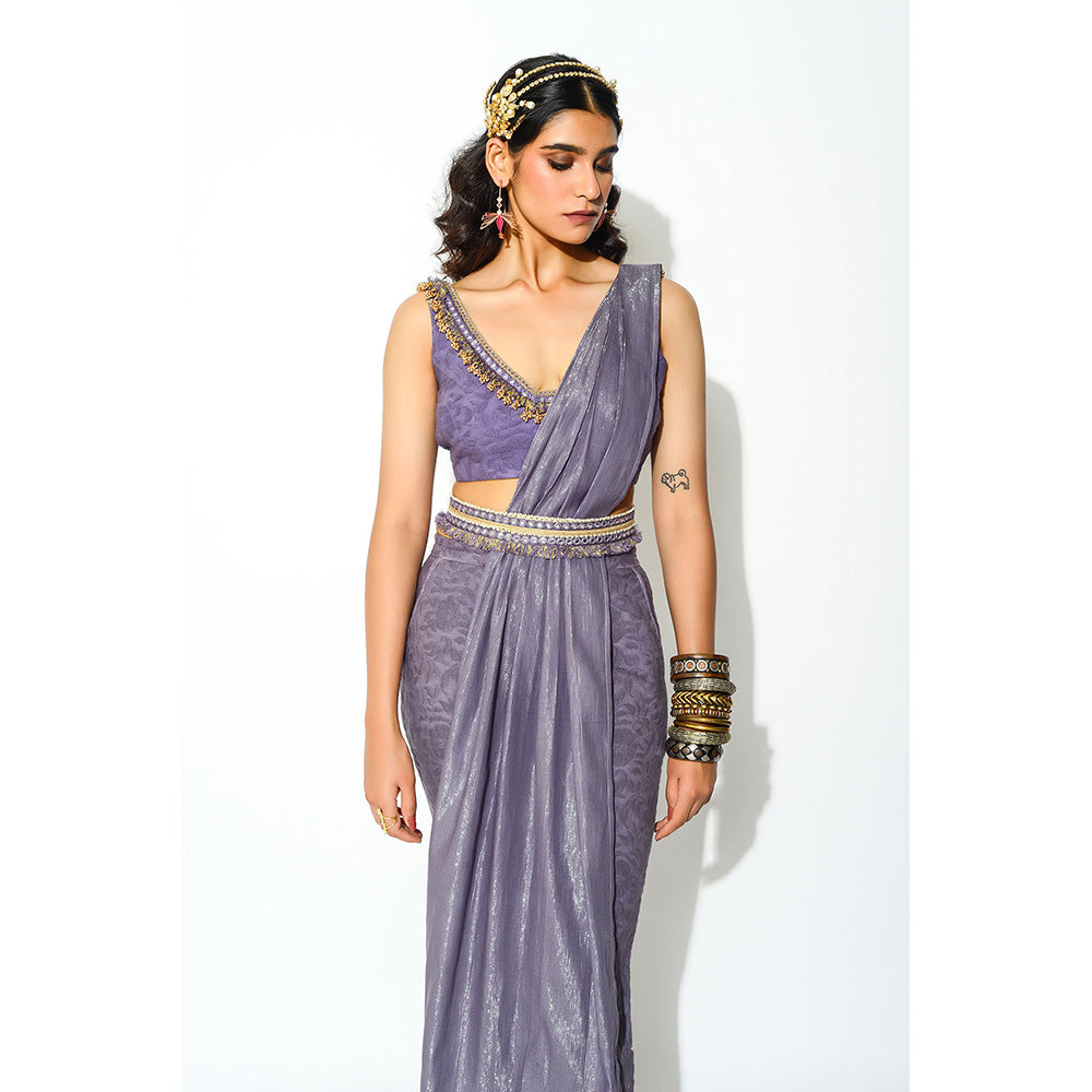 Rishi & Vibhuti Pre Draped Pant Saree with Stitched Blouse