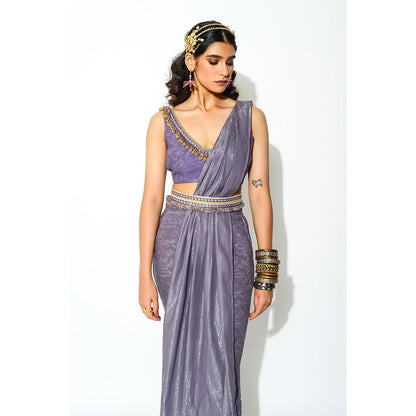 Rishi & Vibhuti Pre Draped Pant Saree with Stitched Blouse