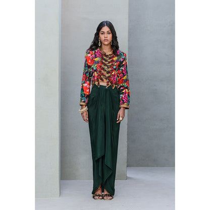 Rishi & Vibhuti Zig Zag Meadow Jacket with Skirt (Set of 2)