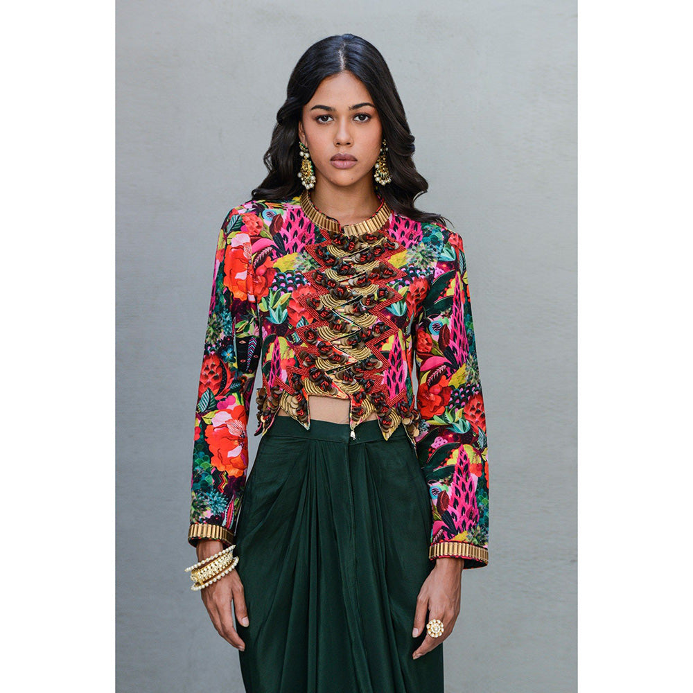 Rishi & Vibhuti Zig Zag Meadow Jacket with Skirt (Set of 2)