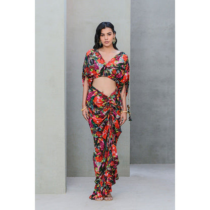 Rishi & Vibhuti Forset Drama Top with Skirt (Set of 2)