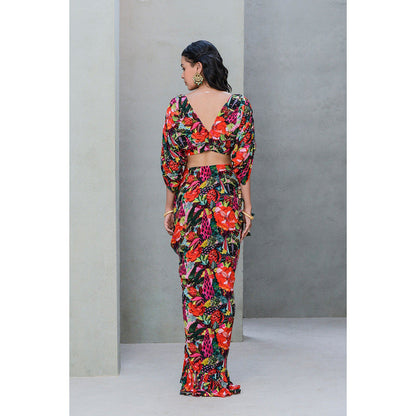 Rishi & Vibhuti Forset Drama Top with Skirt (Set of 2)