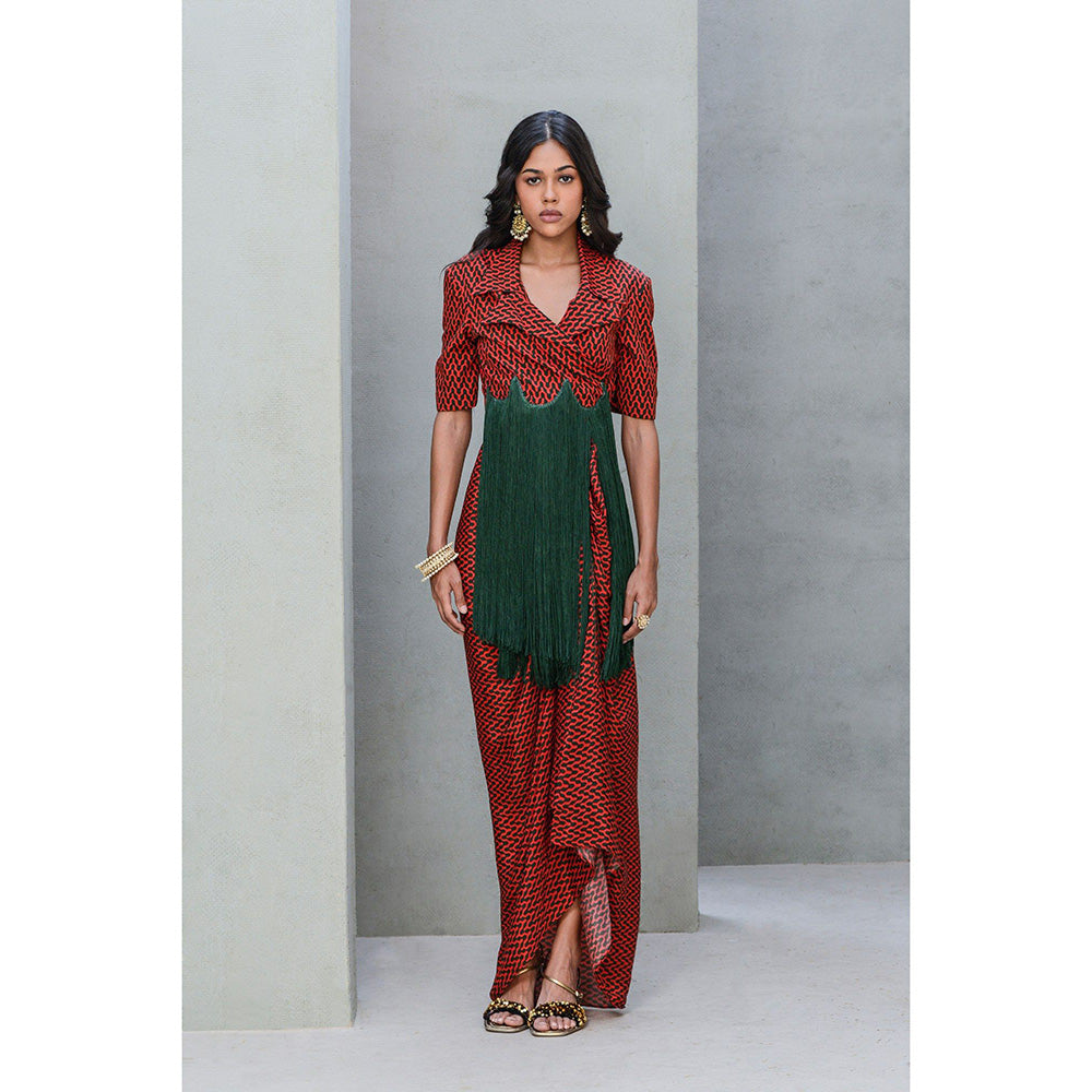 Rishi & Vibhuti Forest Senorita Jacket with Skirt (Set of 2)