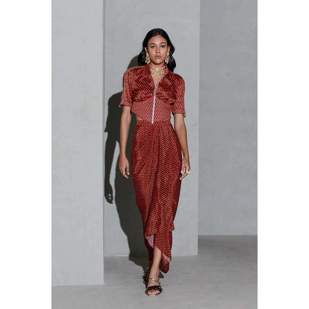 Rishi & Vibhuti Dusk & Dawn Top with Skirt (Set of 2)