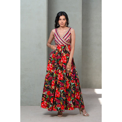 Rishi & Vibhuti Red Forest Mist Jumpsuit