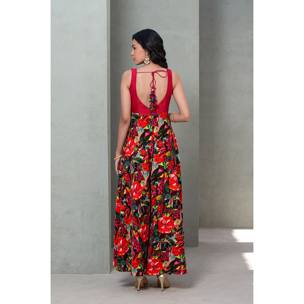 Rishi & Vibhuti Red Forest Mist Jumpsuit