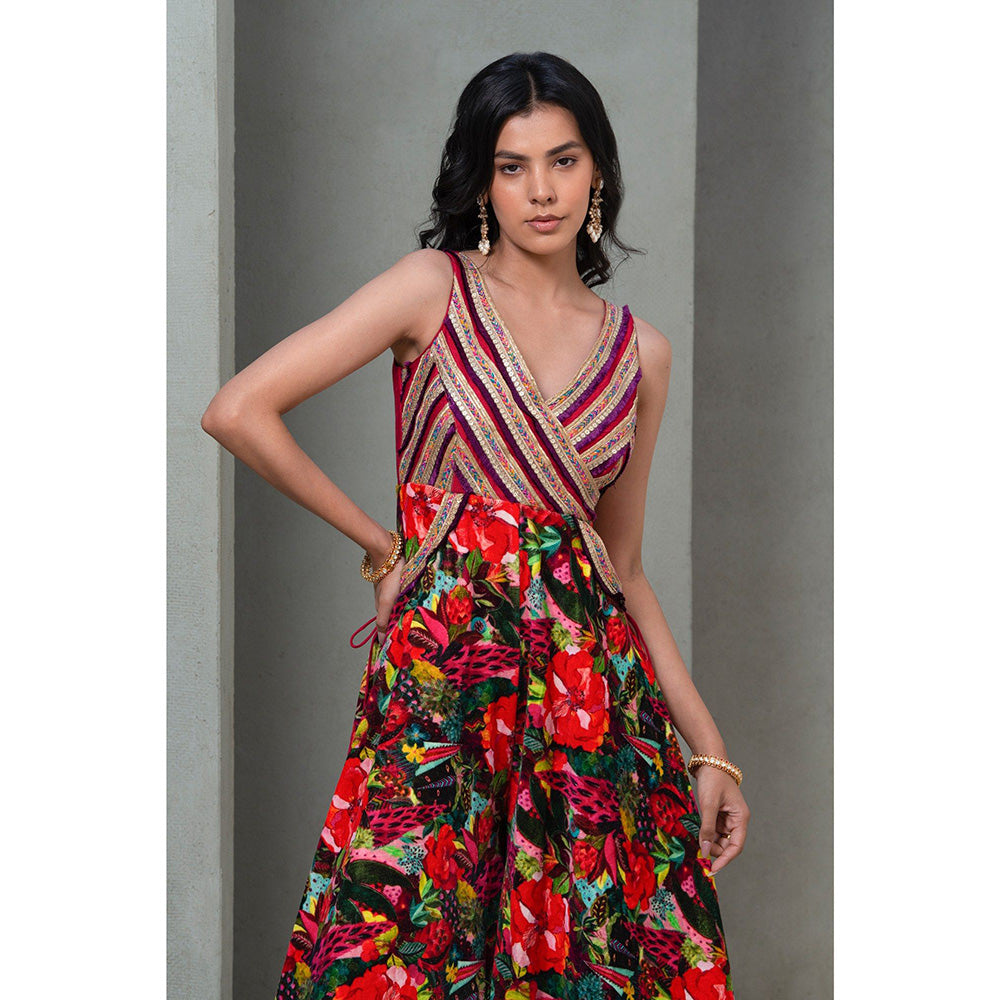 Rishi & Vibhuti Red Forest Mist Jumpsuit