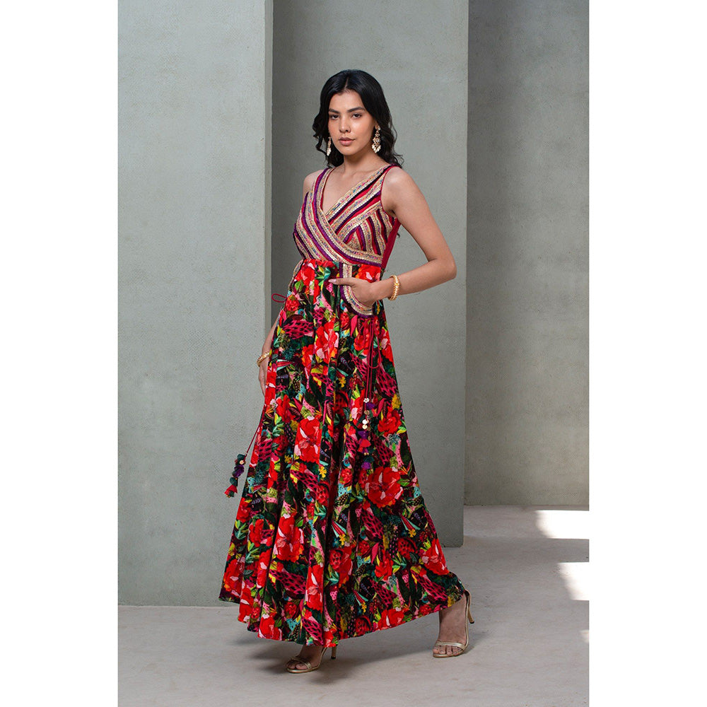 Rishi & Vibhuti Red Forest Mist Jumpsuit